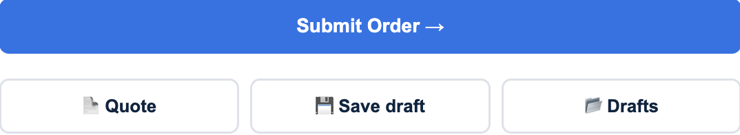 The order form with the Quote button highlighted next to the Submit Order button